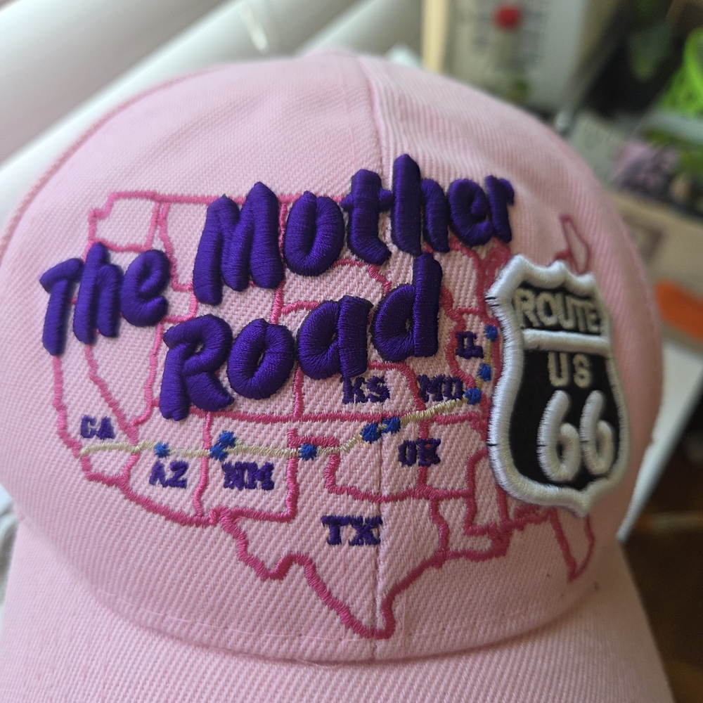 Pink Route 66 Embroidered Cap